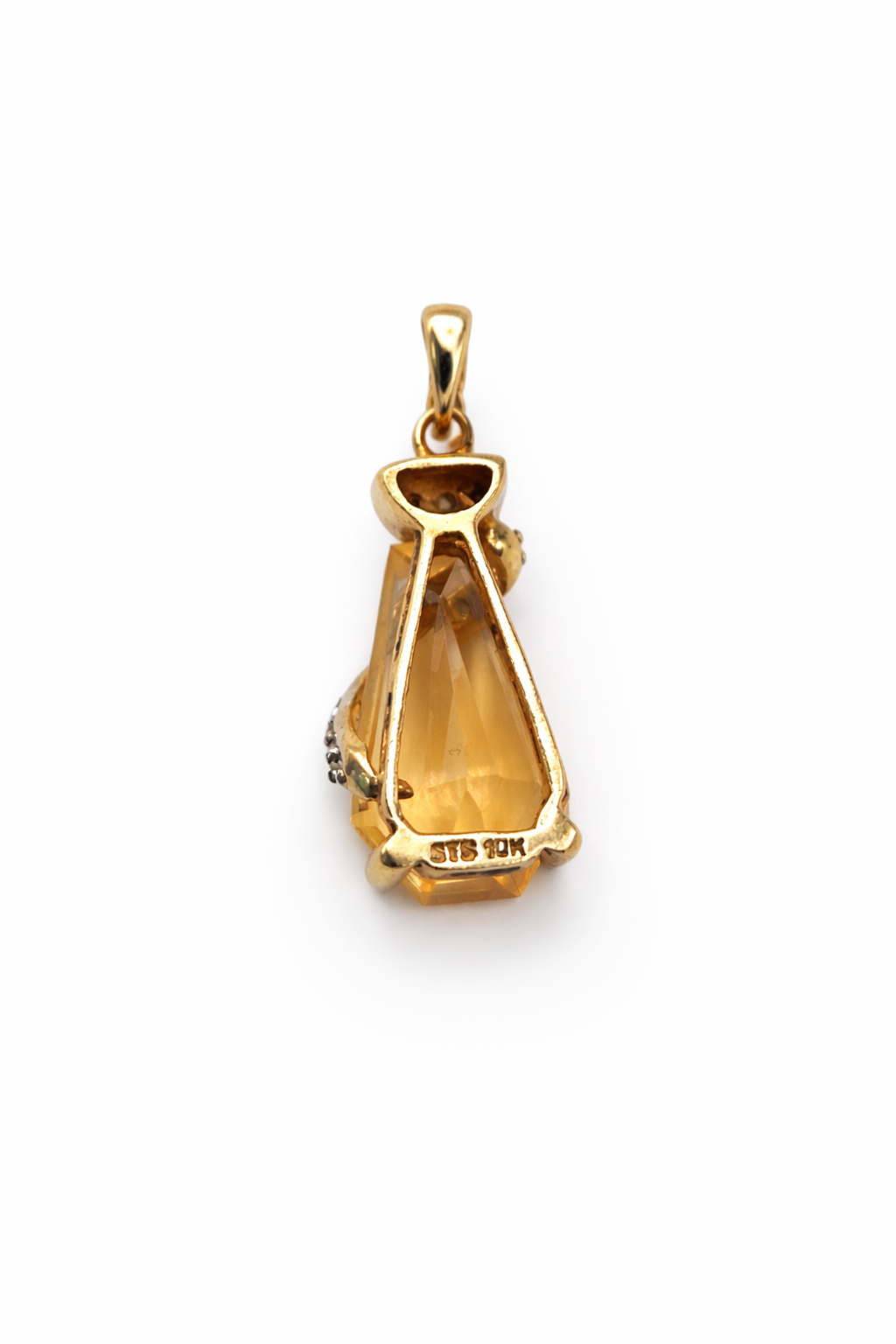 10K CITRINE STONE NATURAL DIAMOND ELEGANT PENDANT – SMALL – JY Jewelry Wholesale