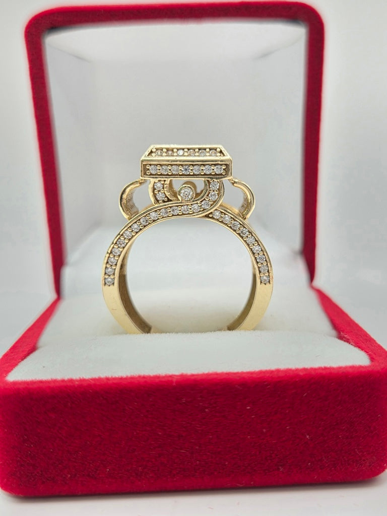 14K CZ MAXI SQUARE WEDDING WOMAN'S RING – 7 – JY Jewelry Wholesale
