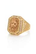 14K NUGGETS DETAIL LION FACE RING – 11 – JY Jewelry Wholesale