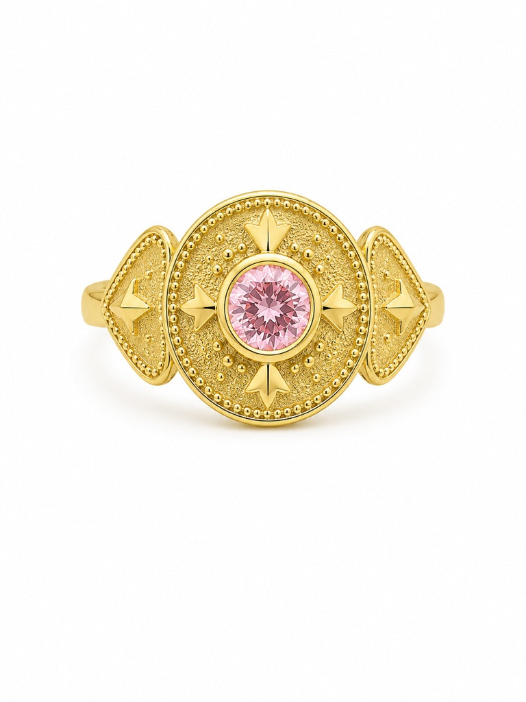 14K VINTAGE STYEL PINK OVAL STONE RING – 8 – JY Jewelry Wholesale