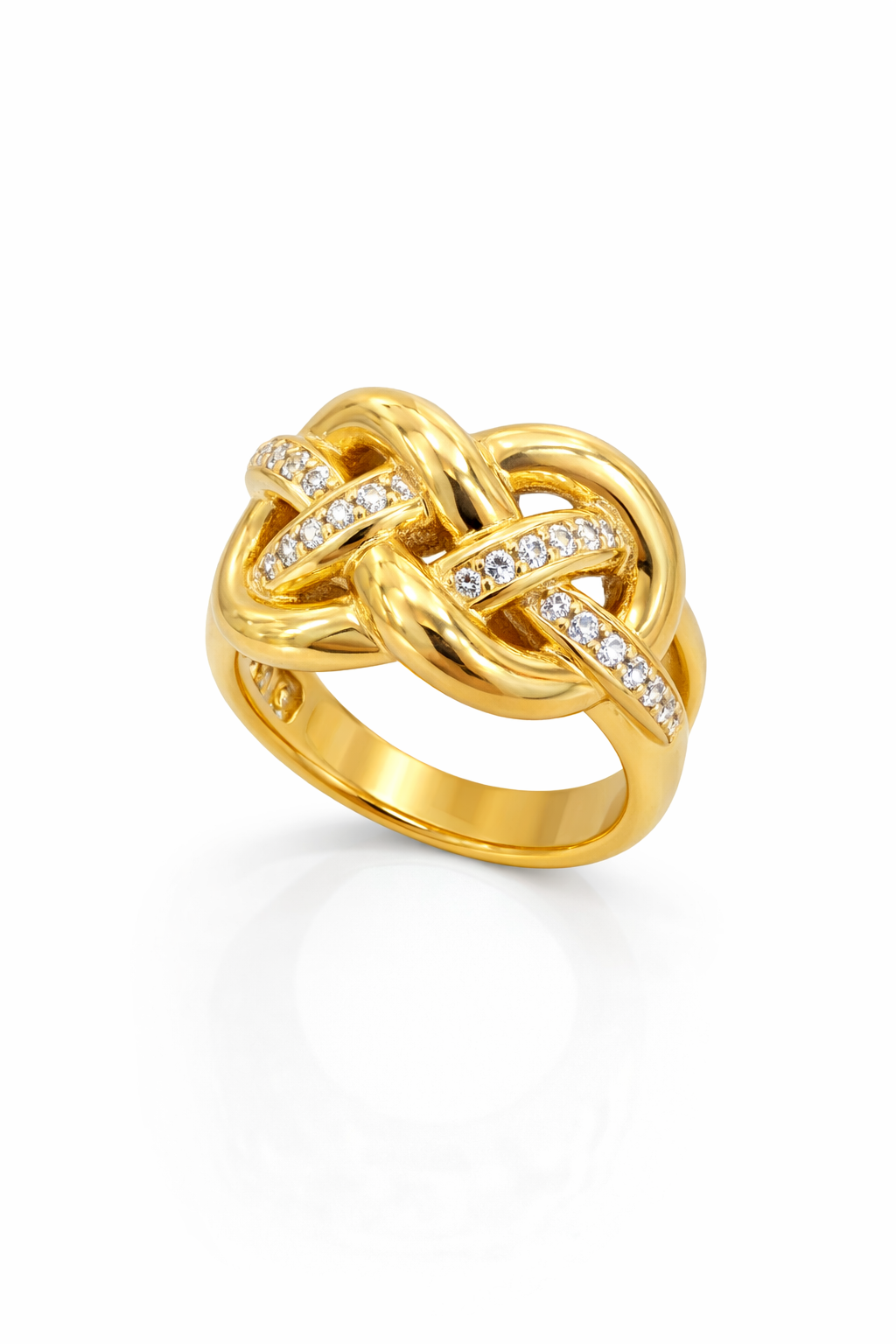14K MODERN CZ INTERTWINED DESIGN WOMAN'S RING – 8 – JY Jewelry Wholesale