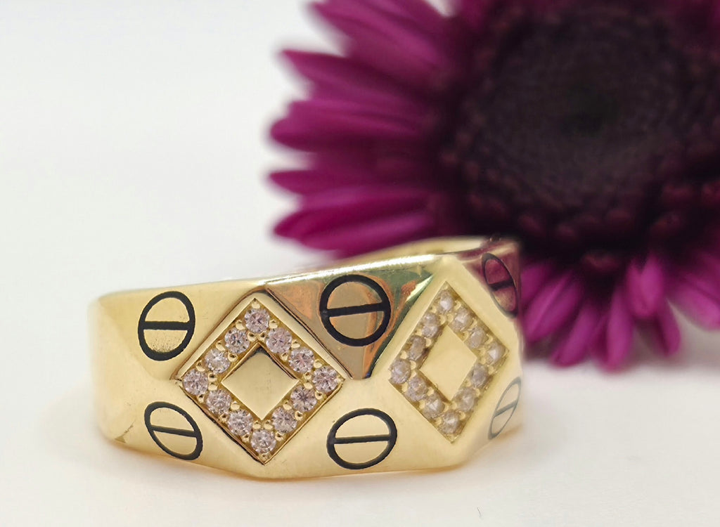 14K CZ RHOMBUS DIAGONAL RING – 7 & 8 – JY Jewelry Wholesale