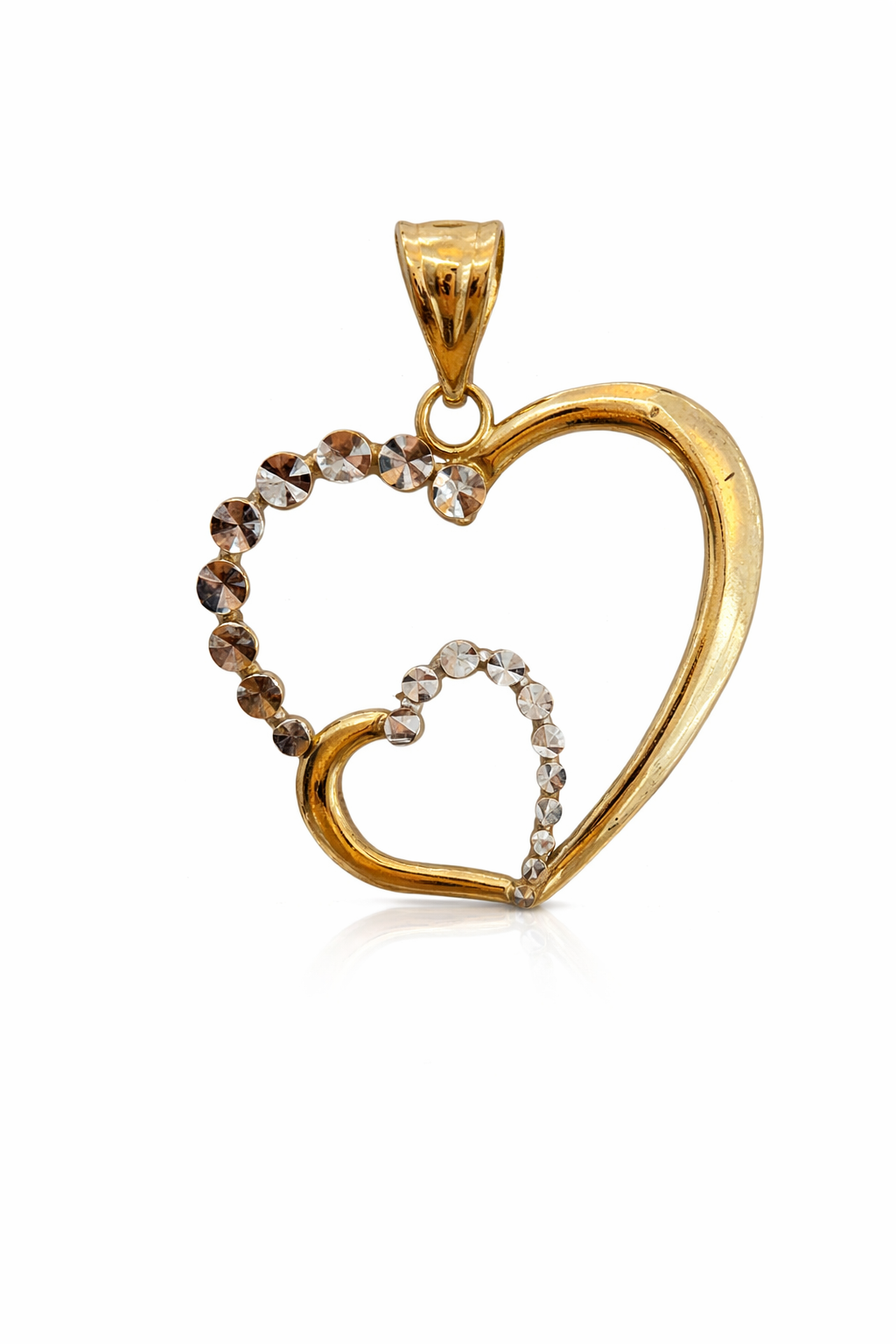 10K LARGE TWO TONE TWO HEART SILHOUETTE PENDANT – JY Jewelry Wholesale