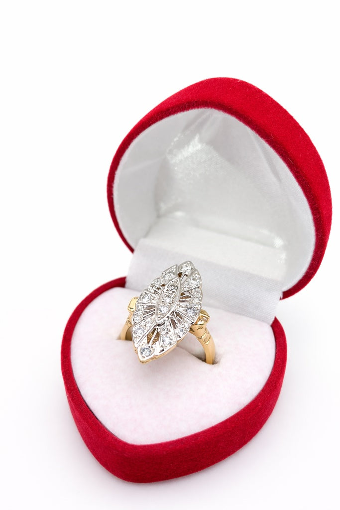 14K ELEGANT ALMOND SHAPE DIAMOND WOMAN'S RING – 6.5 – JY Jewelry Wholesale