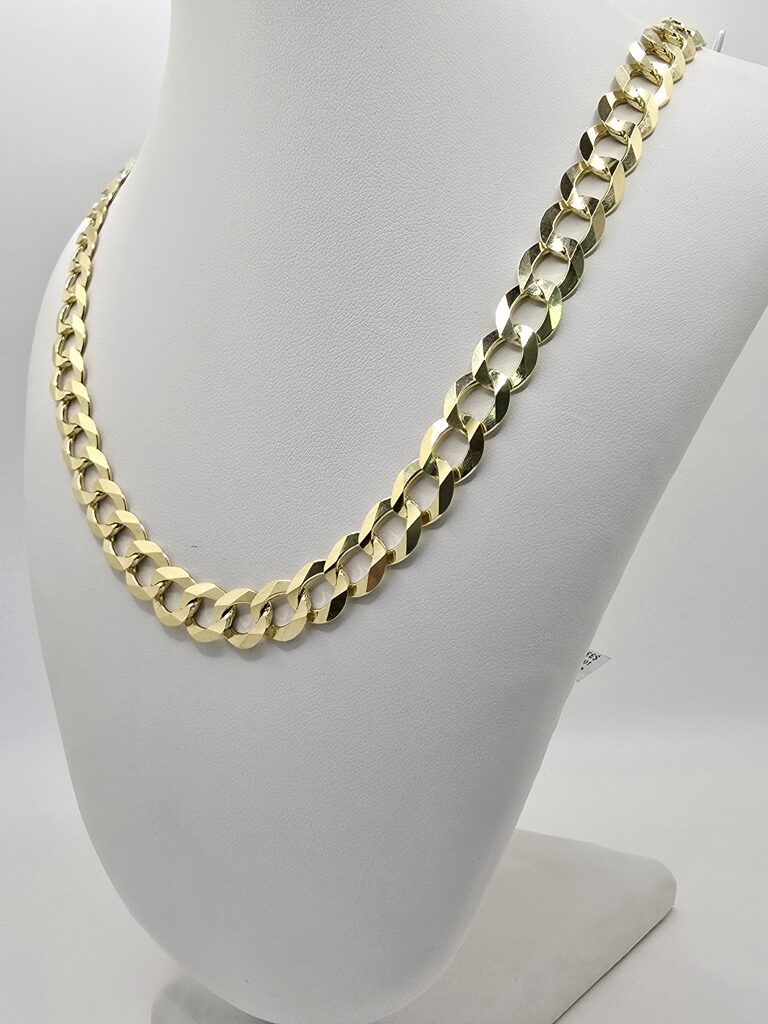 10K SOLID CUBAN CURB FLAT CHAIN – 24" 9.5MM – JY Jewelry Wholesale