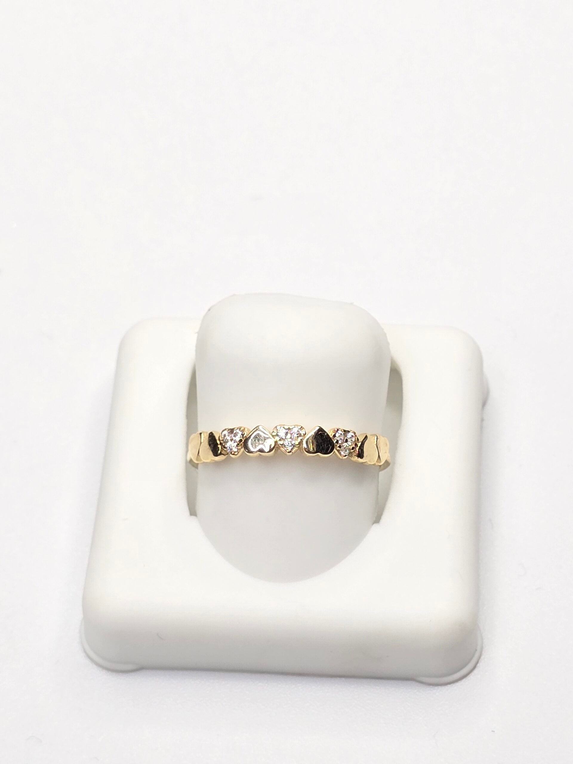 14K CZ AND PLAIN SMALL HEARTS RING – 7 – JY Jewelry Wholesale