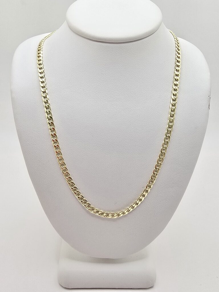 14K HOLLOW CUBAN CURB FLAT CHAIN – 16" 3MM – JY Jewelry Wholesale