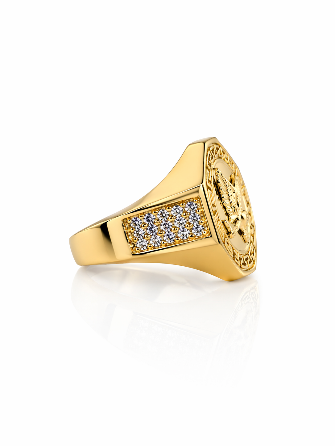 10K SOLID GREEK DESIGN FRAME EAGLE ROUND RING – 10 – JY Jewelry Wholesale