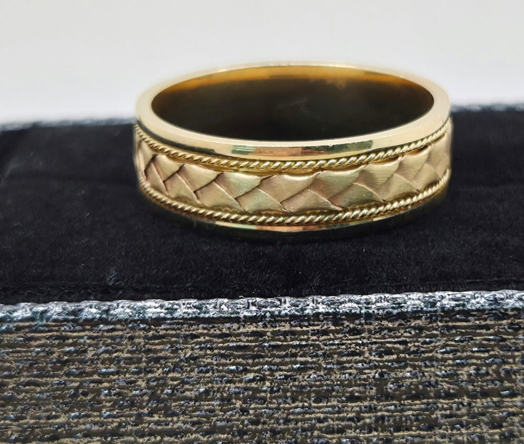 14K BRAIDED DESIGN ENGAGEMENT MAN'S RING – 13 6MM – JY Jewelry Wholesale