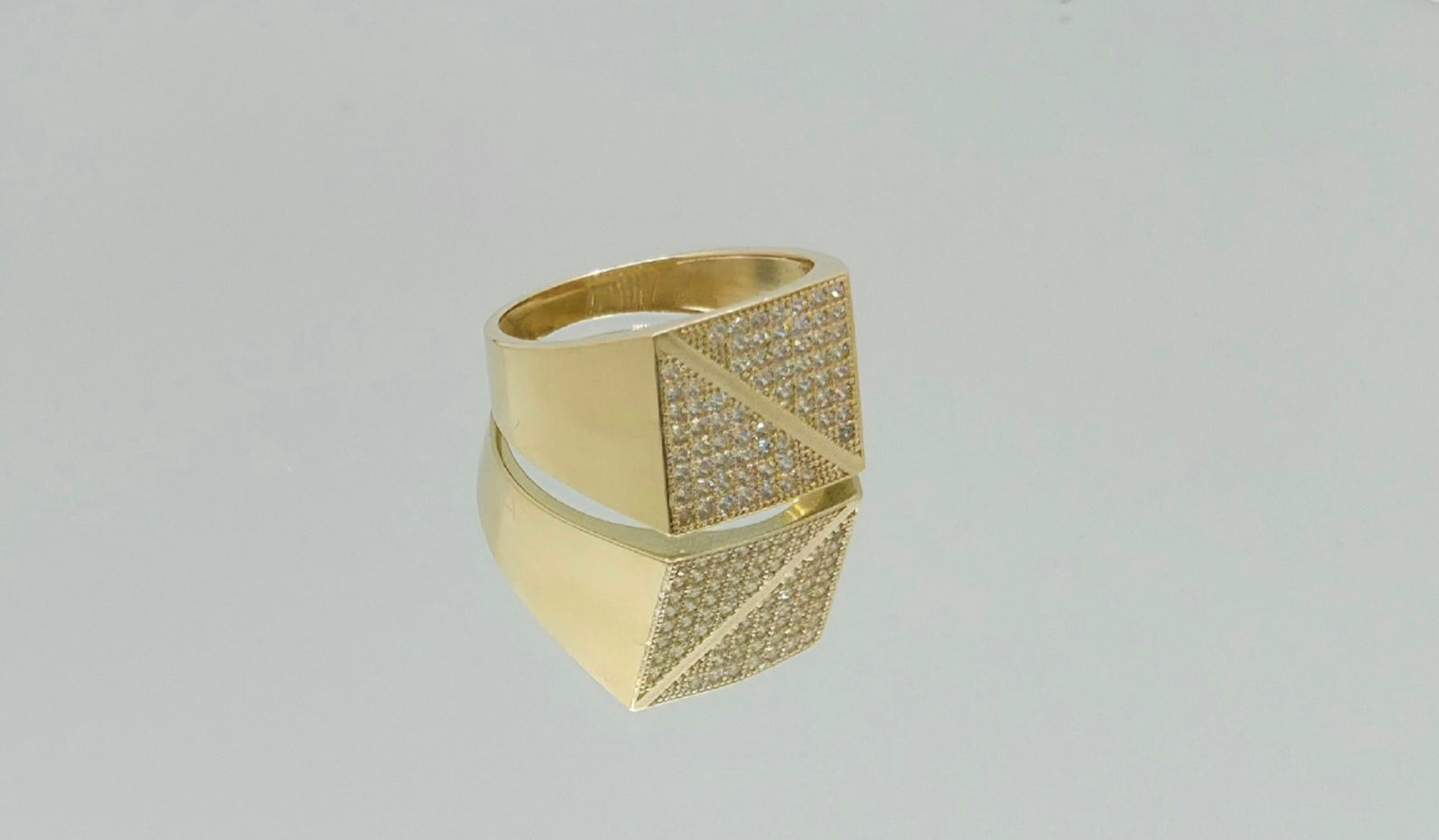 10K CZ ELEGANTE SQUARE SHAPE DIAGONAL DETAIL MEN'S RING – 10 – JY Jewelry Wholesale