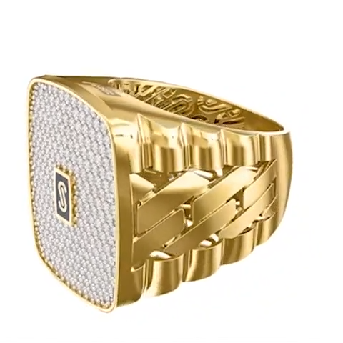 10K CZ EDGE CHAIN DETAIL RECTANGULAR CERTIFIED MONACO RING – 10.5 – JY Jewelry Wholesale