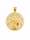 10K SMALL TWO TONE DETAILS SANTA BARBARA ROUND PENDANT – SMALL – JY Jewelry Wholesale