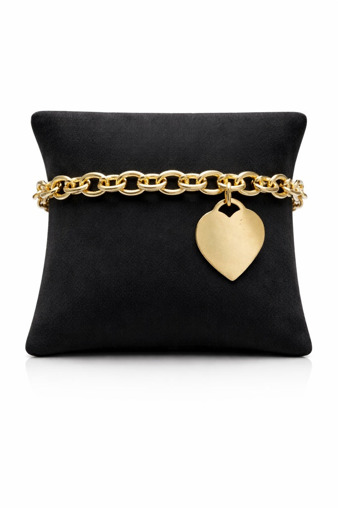14K SPECIAL OFEFR ROLO BRACELET WITH HEART DANGLINGSize 7.5" – JY Jewelry Wholesale