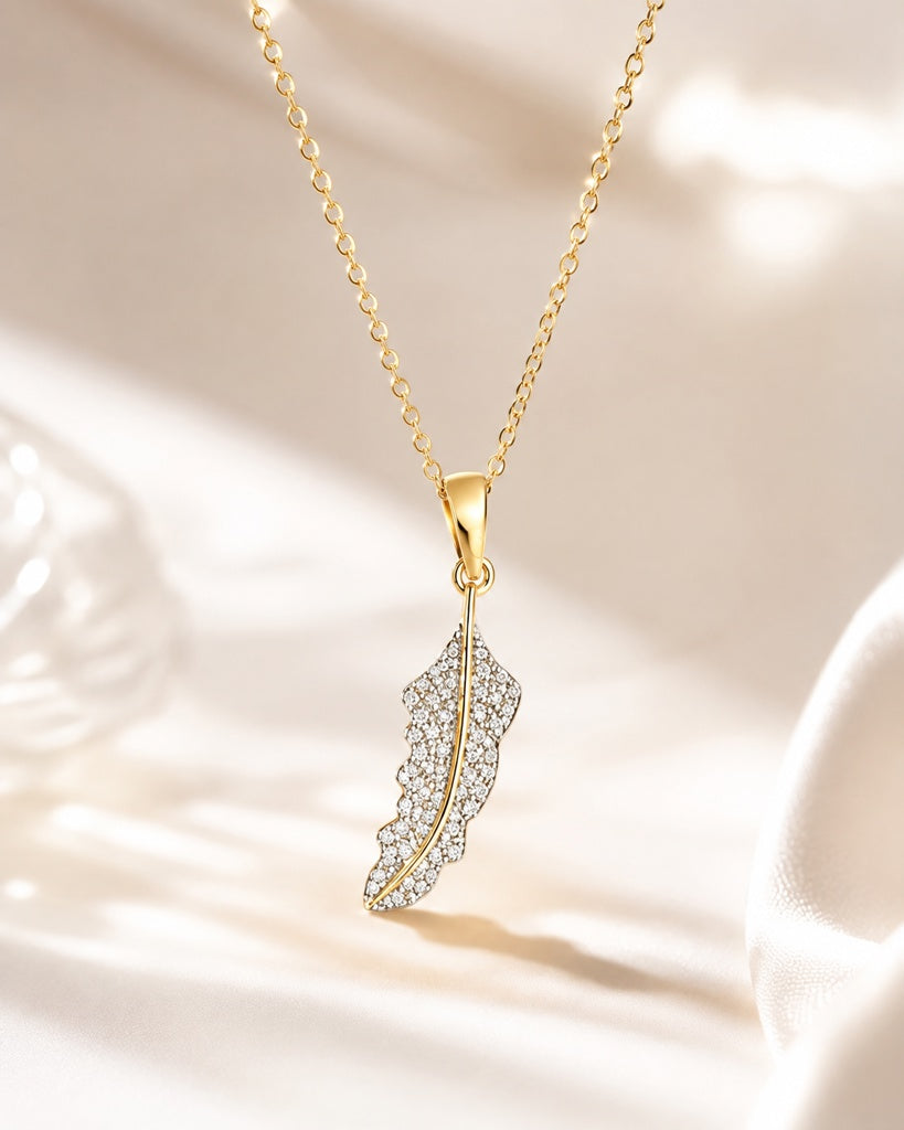14K DIAMOND LEAF PENDANT – SMALL – JY Jewelry Wholesale