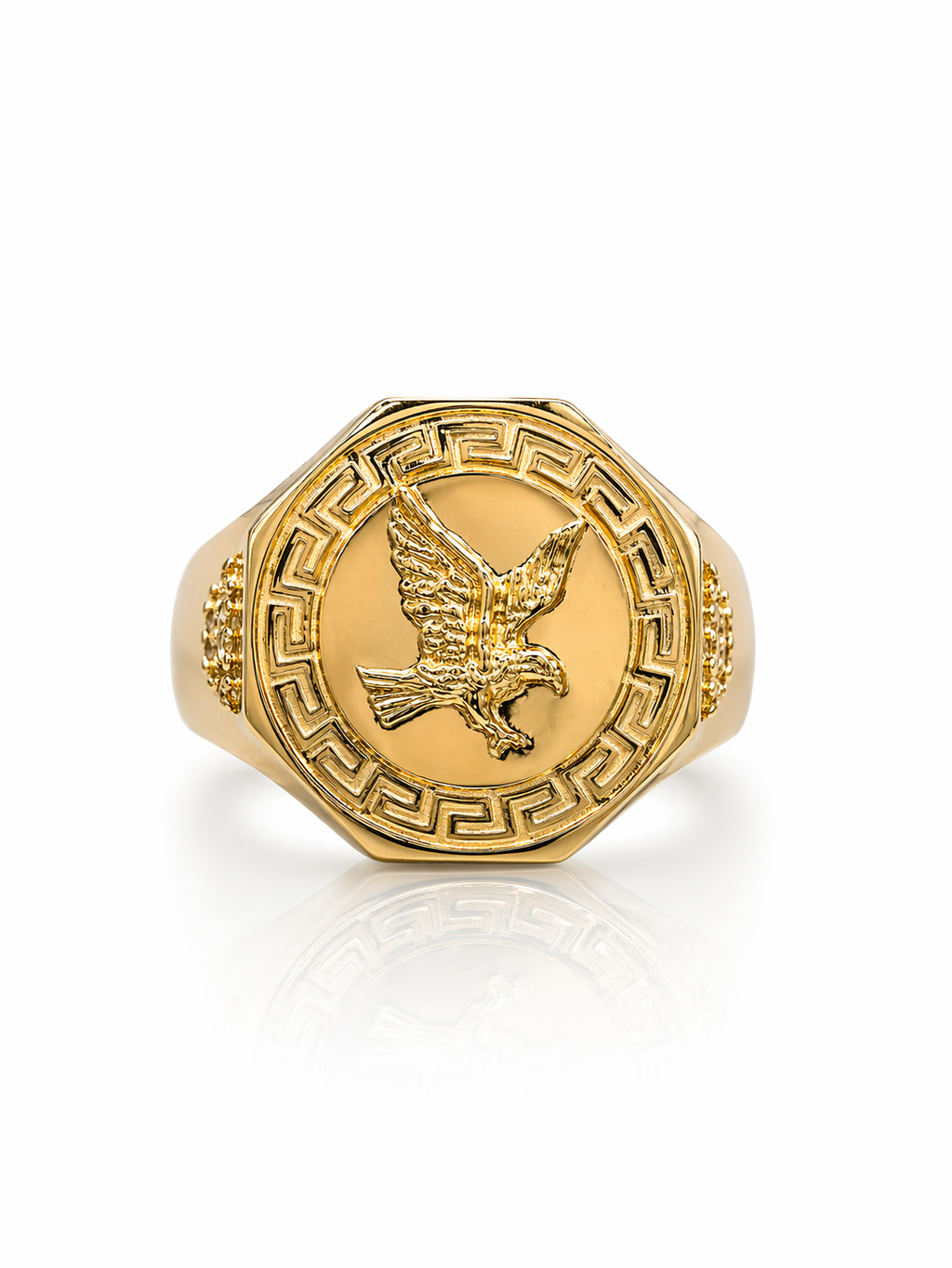 10K SOLID GREEK DESIGN FRAME EAGLE ROUND RING – 10 – JY Jewelry Wholesale