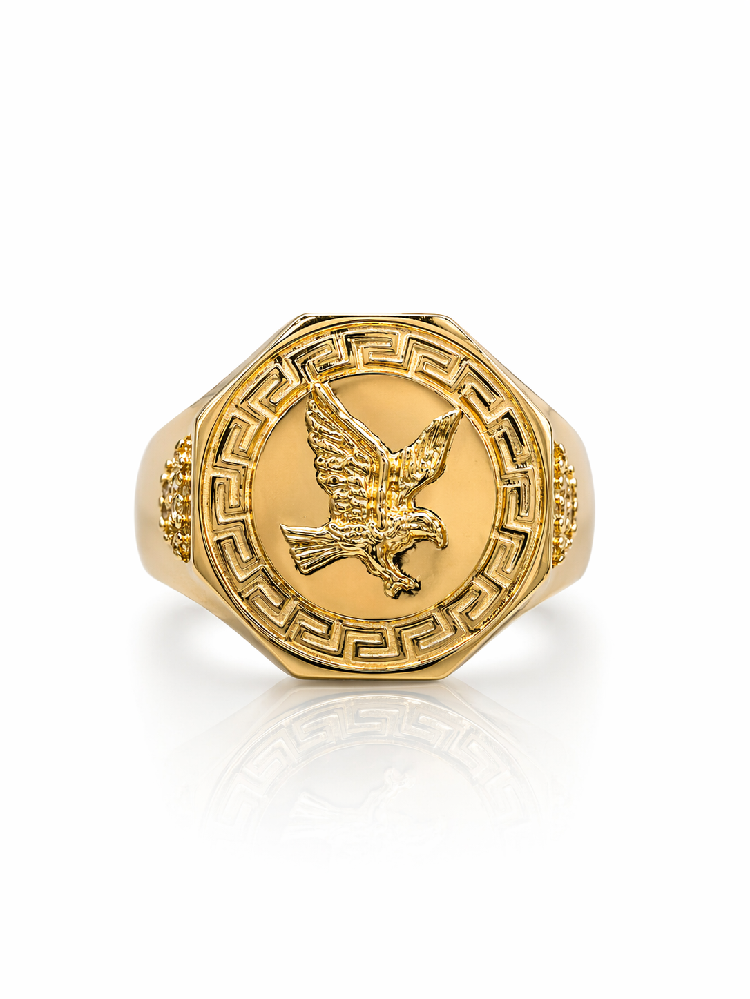 10K SOLID GREEK DESIGN FRAME EAGLE ROUND RING – 10 – JY Jewelry Wholesale