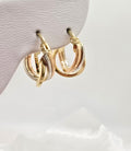 14K SMALL ROUND THREE TONE TWISTED TRIPLE HOOPS EARRINGS – JY Jewelry Wholesale