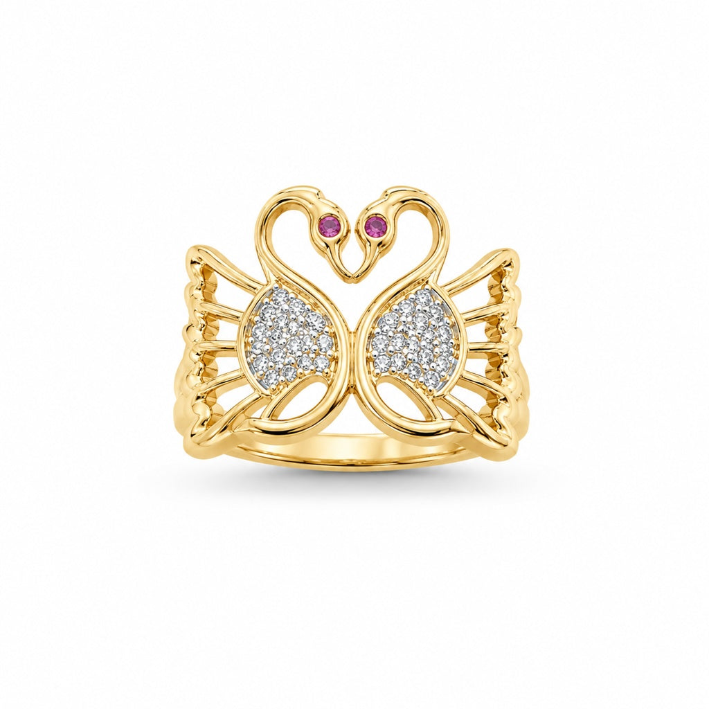 14K DELICATE TWO SWAN WOMAN'S RING – 7 – JY Jewelry Wholesale