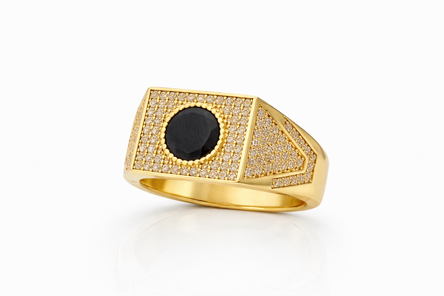 14KTGEOMETRIC DARK SMALL ROUND STONE RING – 10 – JY Jewelry Wholesale