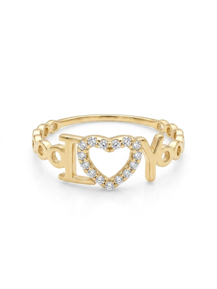 14K BEAUTIFUL RING WITH A HEART FILLED WITH CZ AND INFINITY ON THE SIDES – 7 – JY Jewelry Wholesale