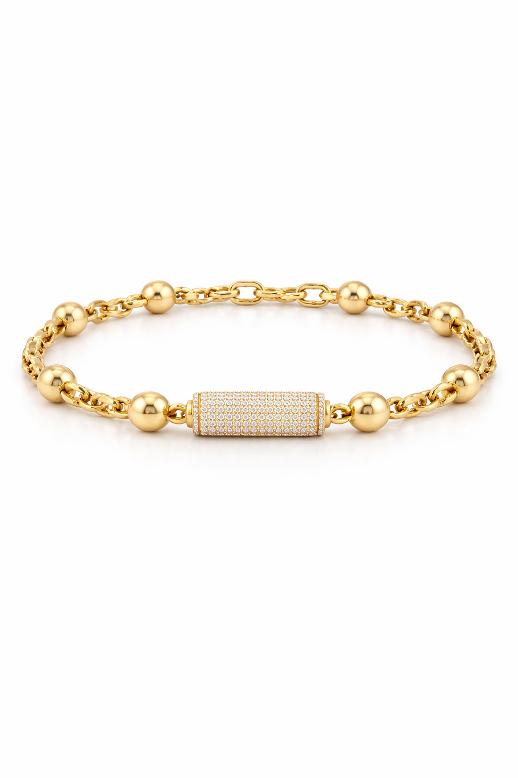 10K MODERN PAPER CLIP-BEADS BRACELET – 8 6MM – JY Jewelry Wholesale