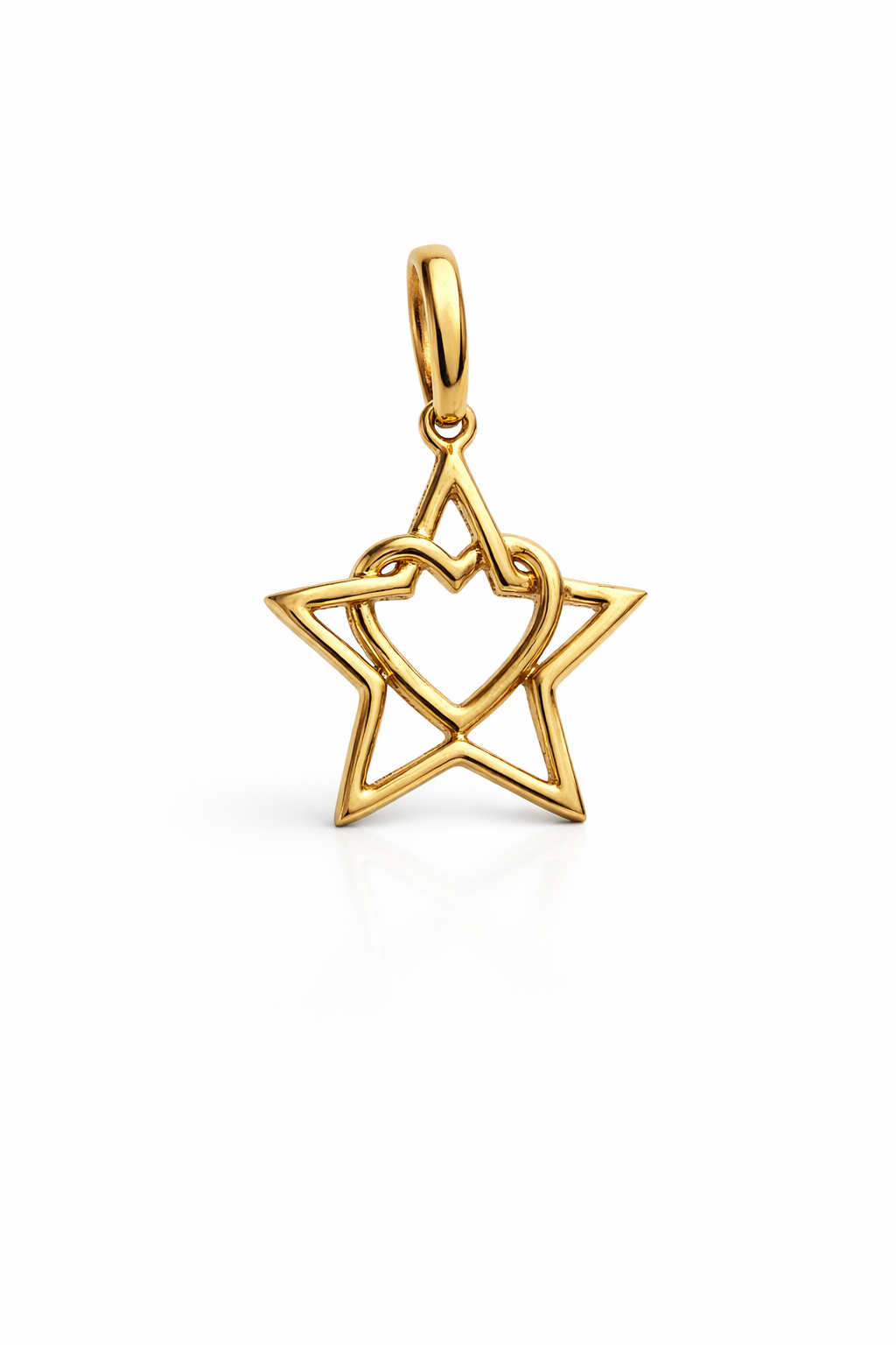 10K STAR WITH HEART INSIDE NATURAL DIAMOND PENDANT – SMALL – JY Jewelry Wholesale