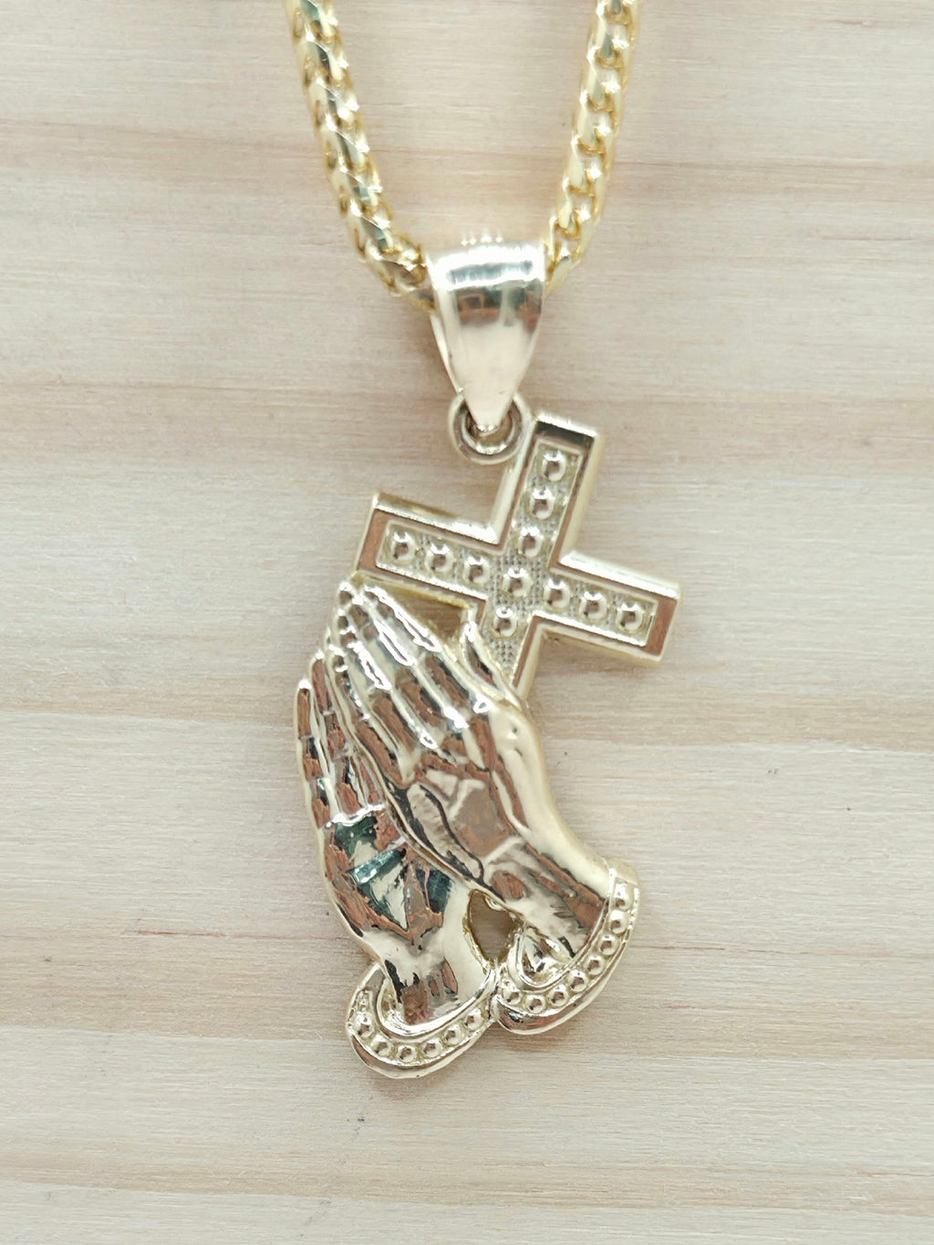 10K MEDIUM CROSS AND HAND PENDANT – JY Jewelry Wholesale
