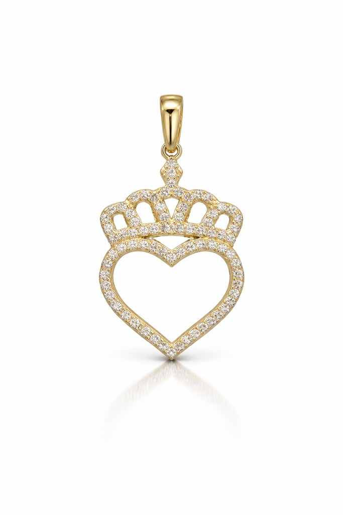 14K CZ CROWN HEART SILHOUETTE PENDANT – JY Jewelry Wholesale