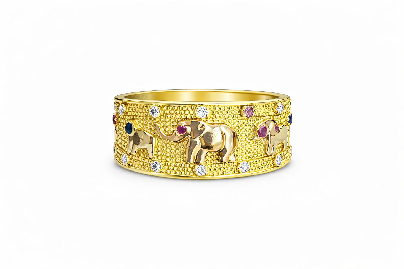 14K THREE-TONE RING WITH DETAIL OF ELEPHANTS – 7 – JY Jewelry Wholesale