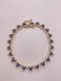 10K ELEGANT BLUE CZ HEART BRACELET – 7" – JY Jewelry Wholesale