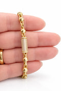 10K MODERN PAPER CLIP-BEADS BRACELET – 8.5" 8MM – JY Jewelry Wholesale
