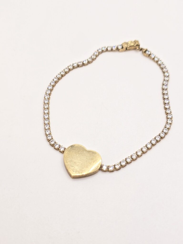 10K TENNIS BRACELET WITH PLAIN HEART – 7" – JY Jewelry Wholesale