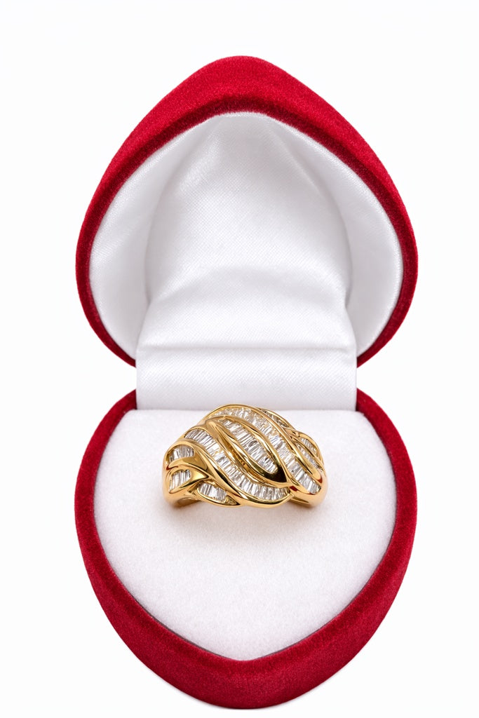 14K BAGUETTE DIAMOND SHELL DESIGN RING – 7 – JY Jewelry Wholesale