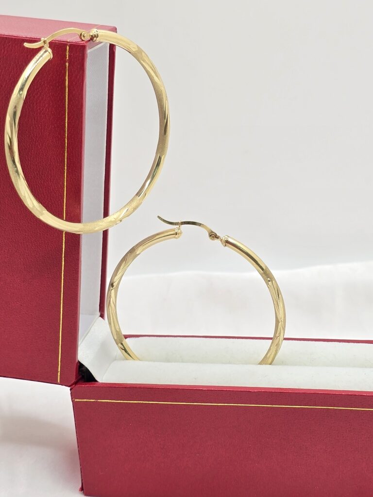 10K TWIS HOOPS EARRINGS – 6 3MM – JY Jewelry Wholesale