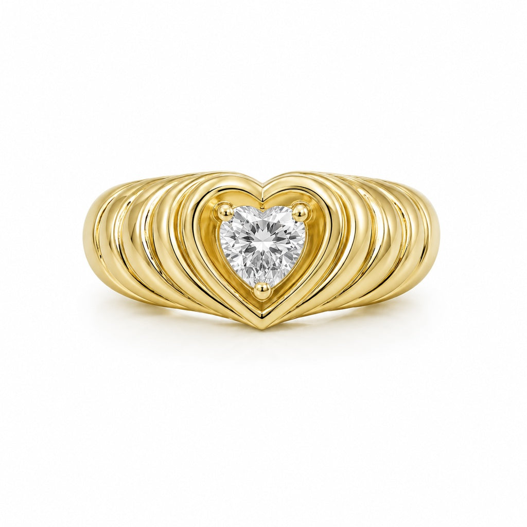 14K ELEGANT HEART-SHAPED RING WITH A HEART-SHAPED STONE – 7 & 8 – JY Jewelry Wholesale
