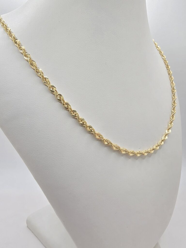 10K ROPE CHAIN – 20" 3MM – JY Jewelry Wholesale