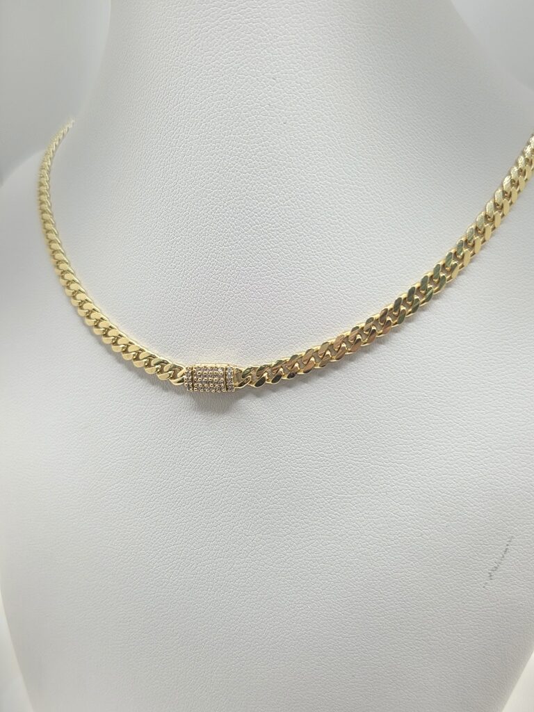 10K SOLID MIAMI CUBAN CHAIN CZ LOCK – 24" 5MM – JY Jewelry Wholesale