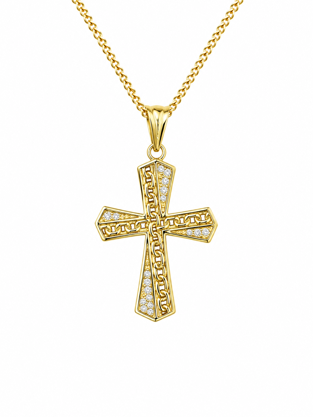 14K SMALL CHAIN DETAILS CROSS PENDANT – JY Jewelry Wholesale