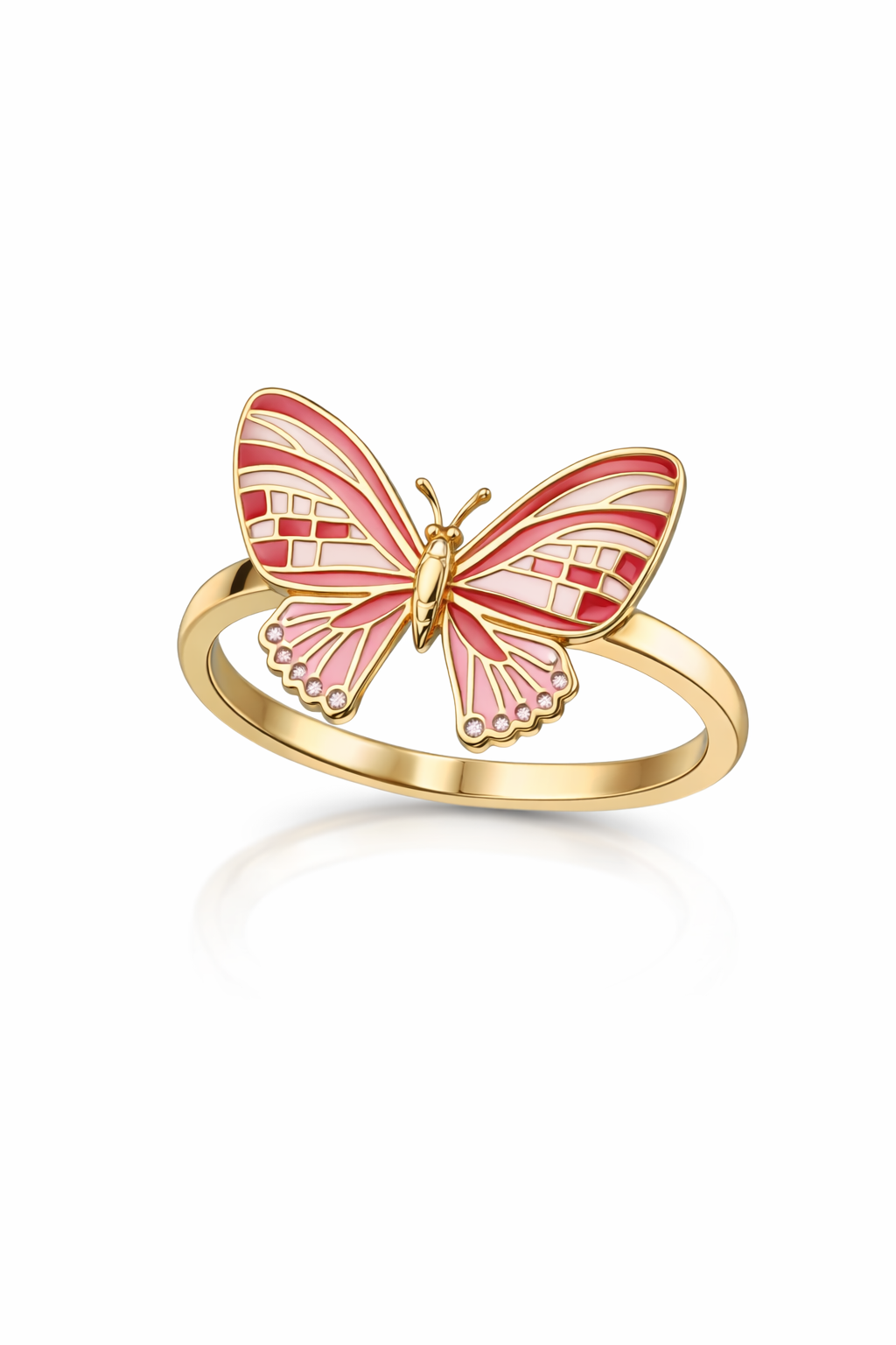 14K PINK AND RED BUTTERFLY RING – 7 – JY Jewelry Wholesale