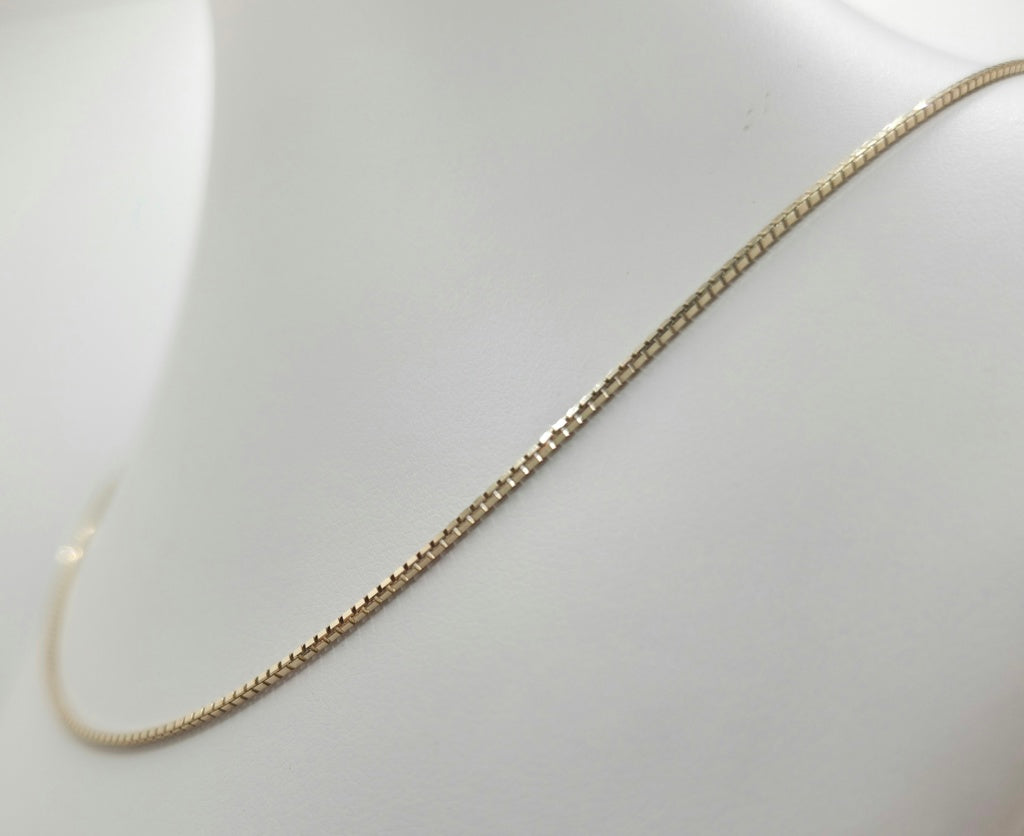 10K BOX CHAIN – 20" 1MM – JY Jewelry Wholesale