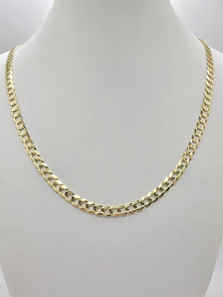 10K SOLID CUBAN CURB FLAT CHAIN – 6MM 24" – JY Jewelry Wholesale