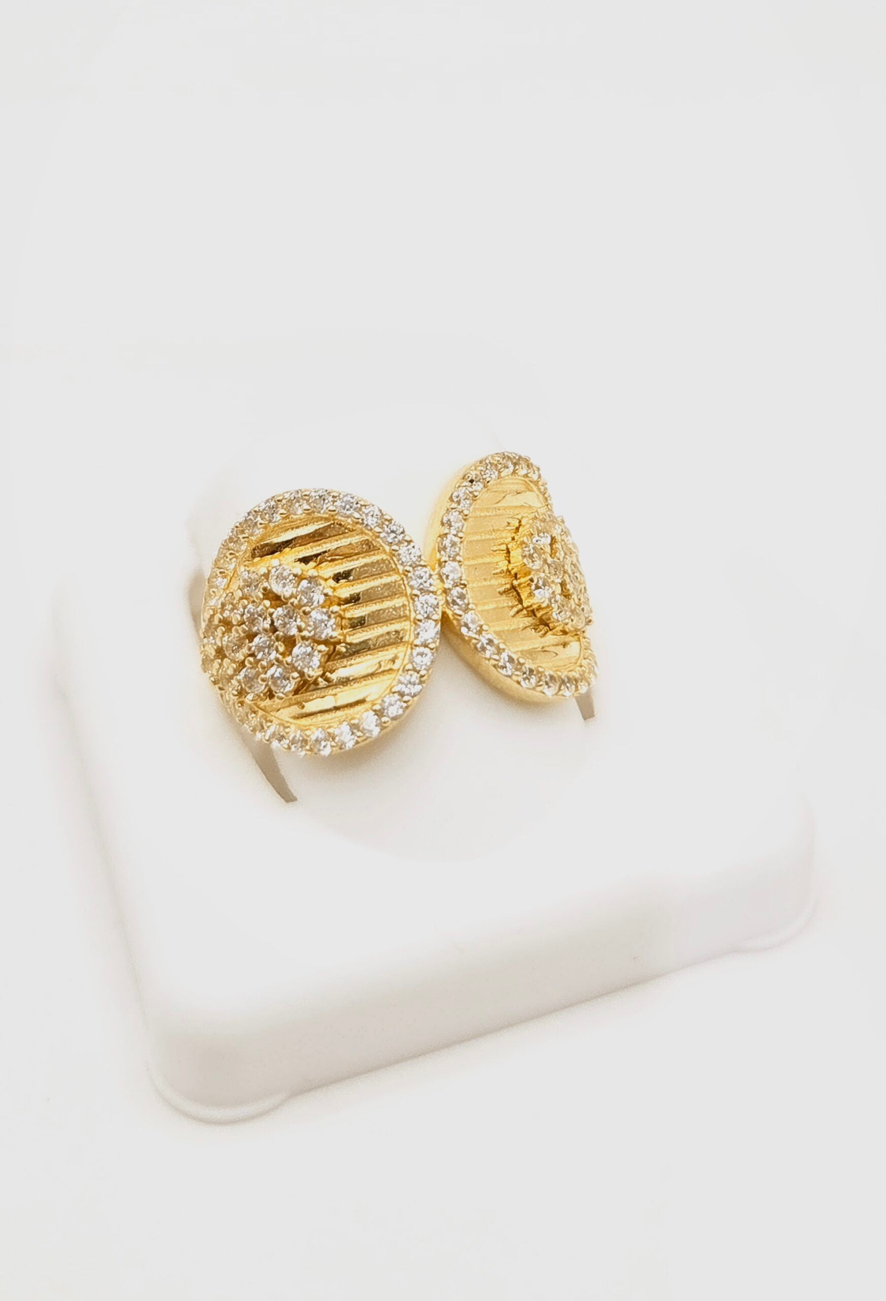 14K MODERN TWO PETALS CZ DETAIL RING – 8 – JY Jewelry Wholesale