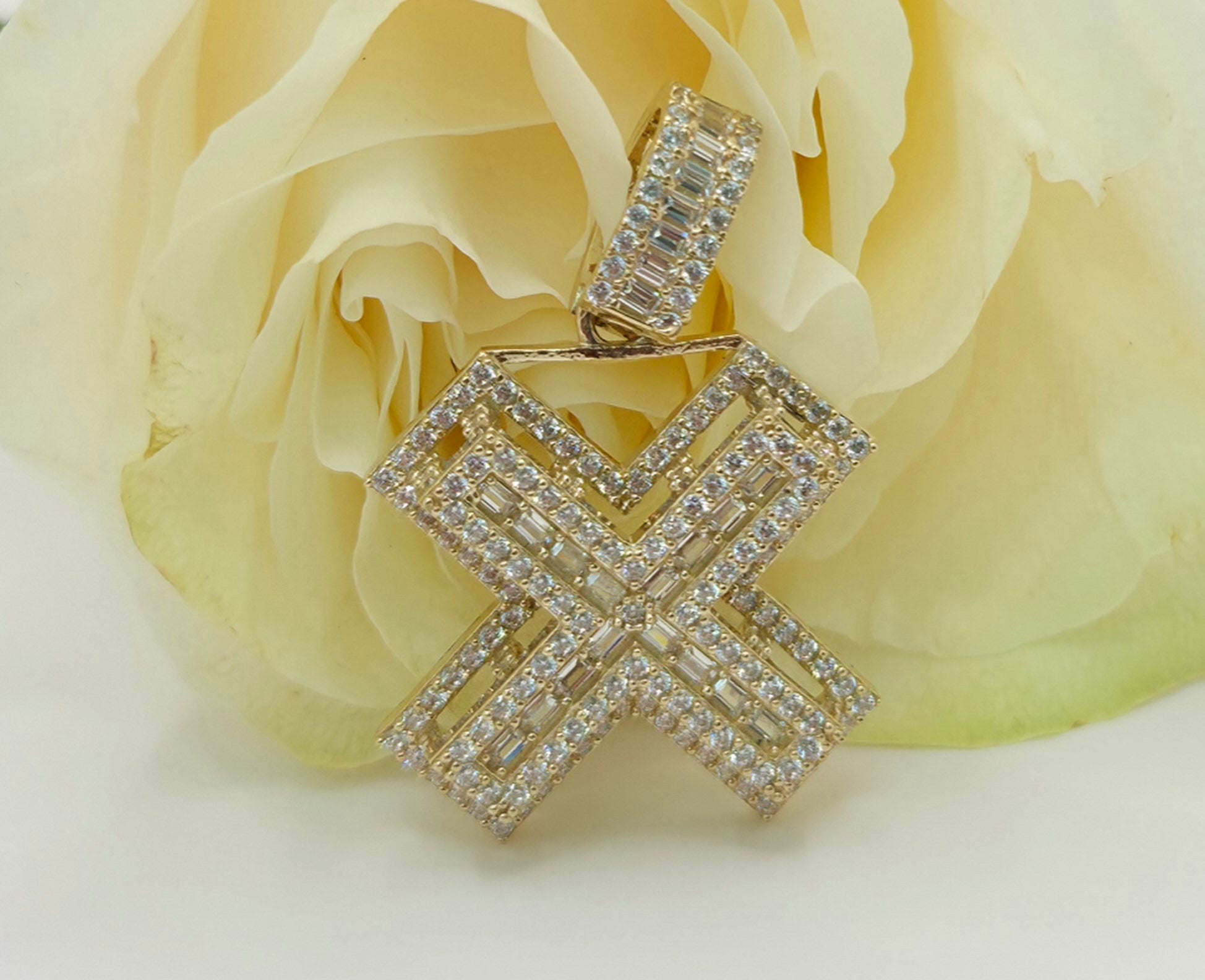 10K MEDIUM CZ "X'' LETTER PENDANT – JY Jewelry Wholesale