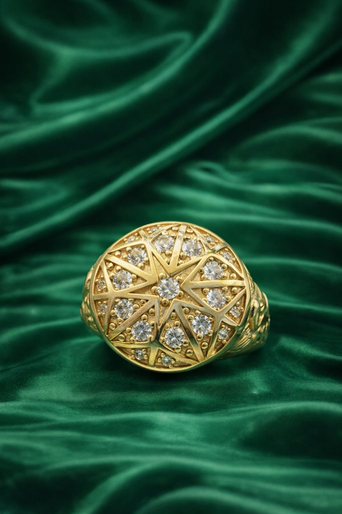 10K ROUND STAR DESIGN SMALL ROSETTA MAN'S RING – 12-12.5 – JY Jewelry Wholesale