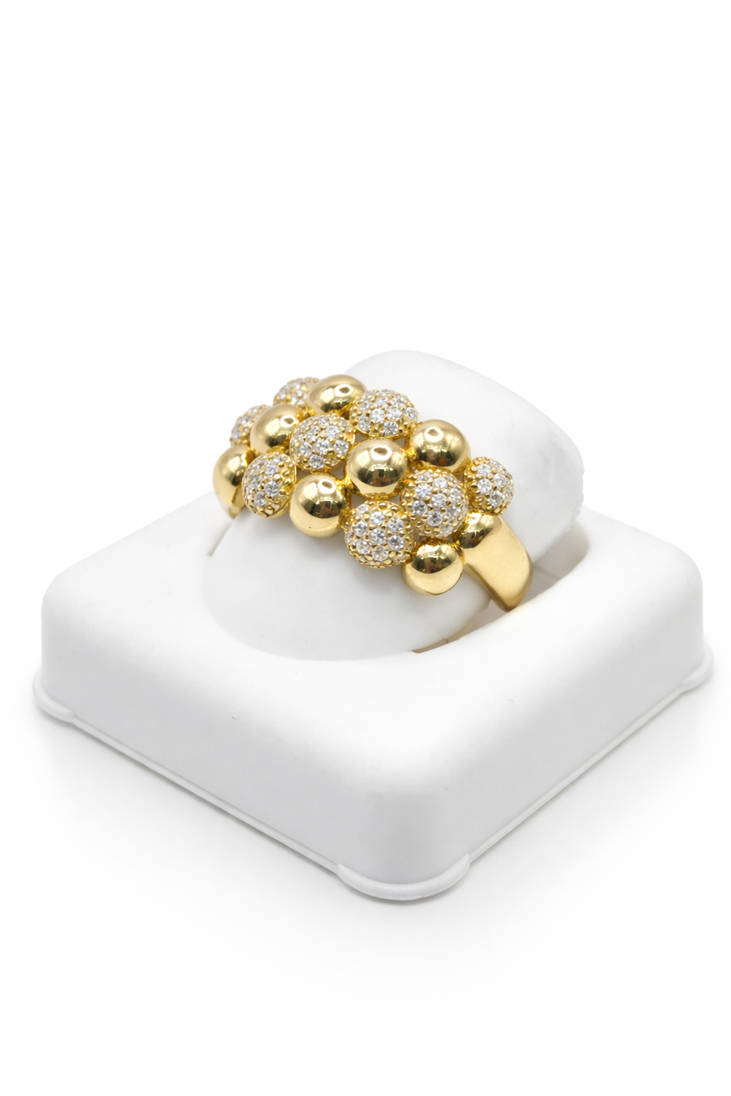 14K YELLOW GOLD CZ POP CORN DESIGN RING – 7 & 7.5 & 8 – JY Jewelry Wholesale