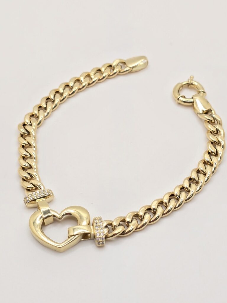 10K HEART SILHOUETTE CUBAN LINK BRACELET SSize 7.5" 6.5MM – JY Jewelry Wholesale