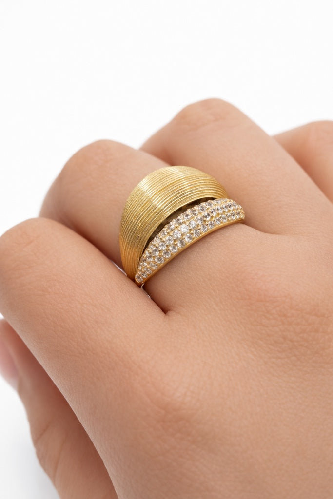 14K MODERN NEVADO AND CZ DESIGN WOMAN'S RING – 8 – JY Jewelry Wholesale