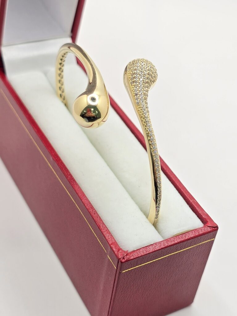 14K CZ TWO DROPS BANGLE – JY Jewelry Wholesale