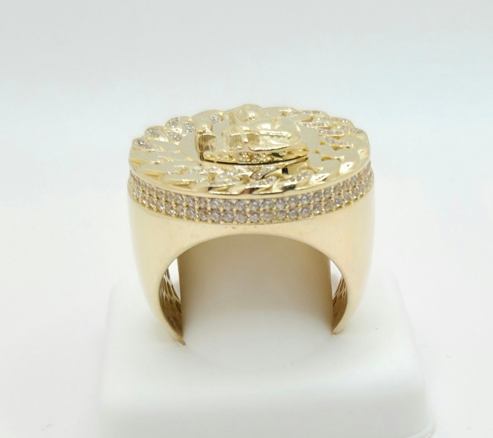 10K CHAIN DETAIL ROUND SANTA BARBARA RING – 12 – JY Jewelry Wholesale