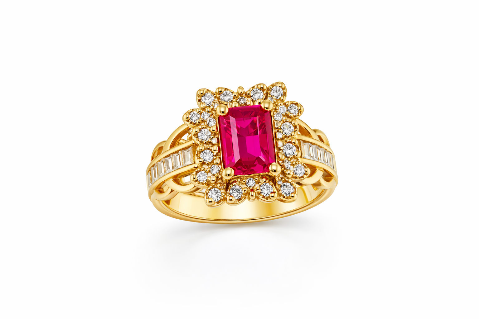 10K ELEGANT RED SQUARE STONE RING – 8 – JY Jewelry Wholesale